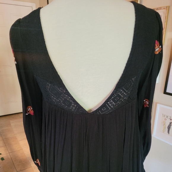 Free People Mohave Black Gauze Swing Dress - Picture 6 of 8
